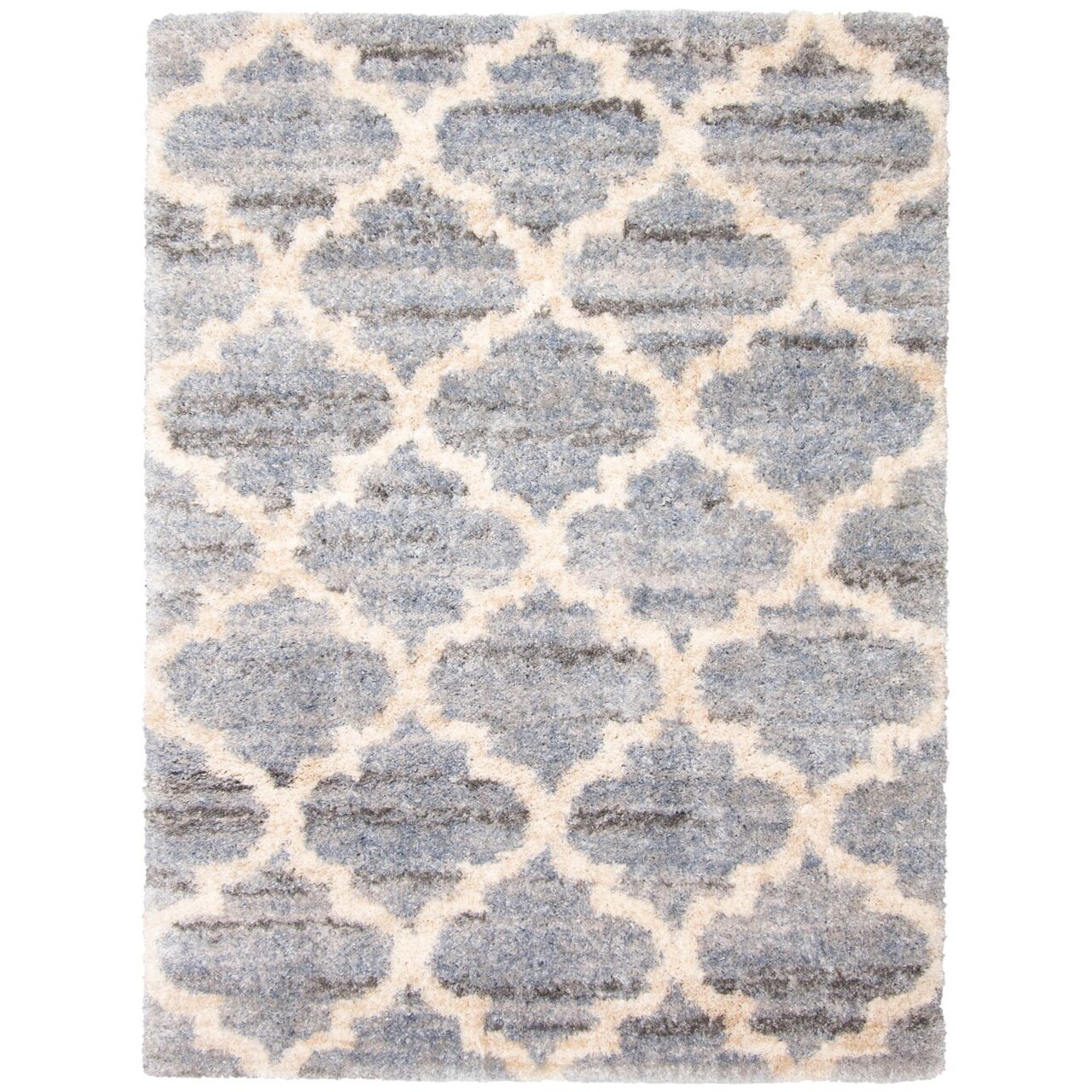 Chaudhary Living 7.75' x 10' Trellis Moroccan Rectangular Shag Area Throw Rug - Cream and Gray